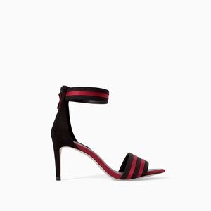 Zara Stiletto Black and Red Strappy Heels